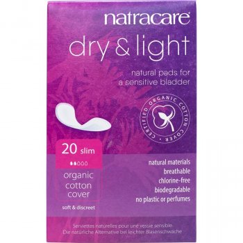 Natracare Organic Cotton Dry & Light Incontinence Pads - Pack of 20