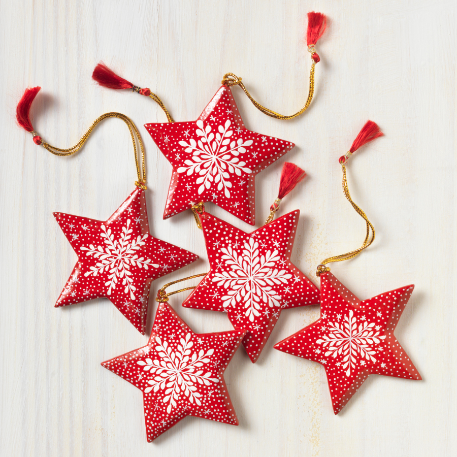 Dalit Red Star Hanging Decorations  Set of 5  Dalit Goods