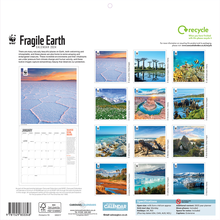 WWF Fragile Earth 2024 Wall Calendar WWF