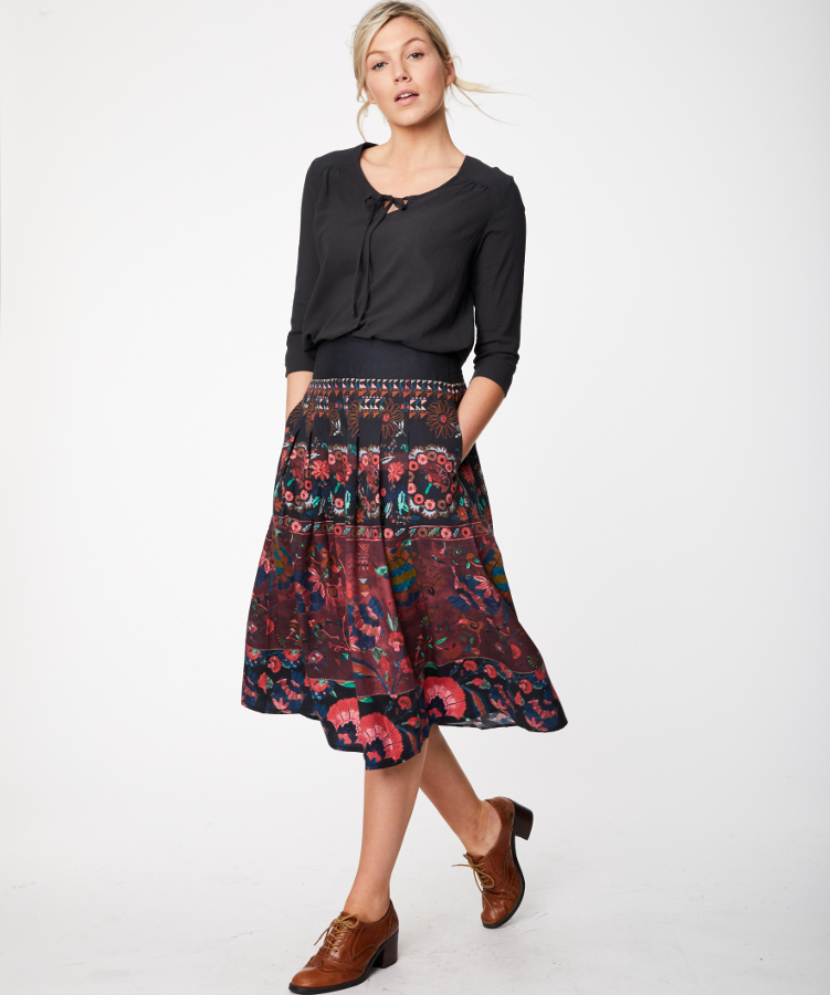 Thought Aubergine Tapestry Skirt - Thought (formerly Braintree Clothing)