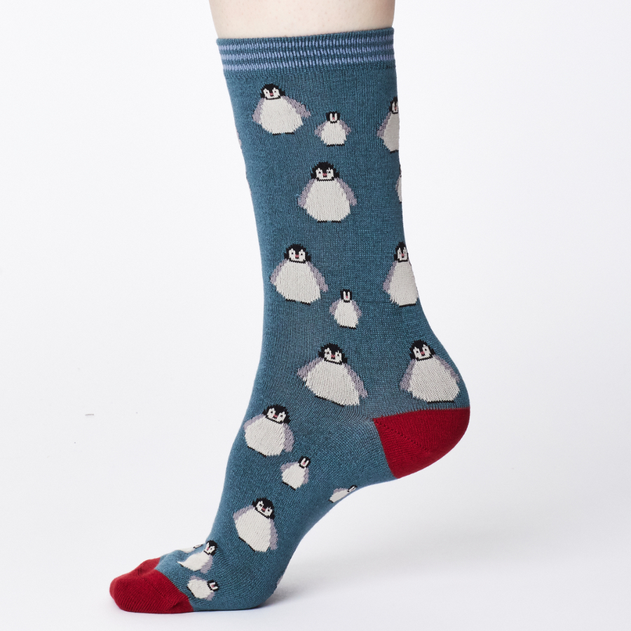 Thought Womens Bamboo Penguin Socks - Holly Green - Thought
