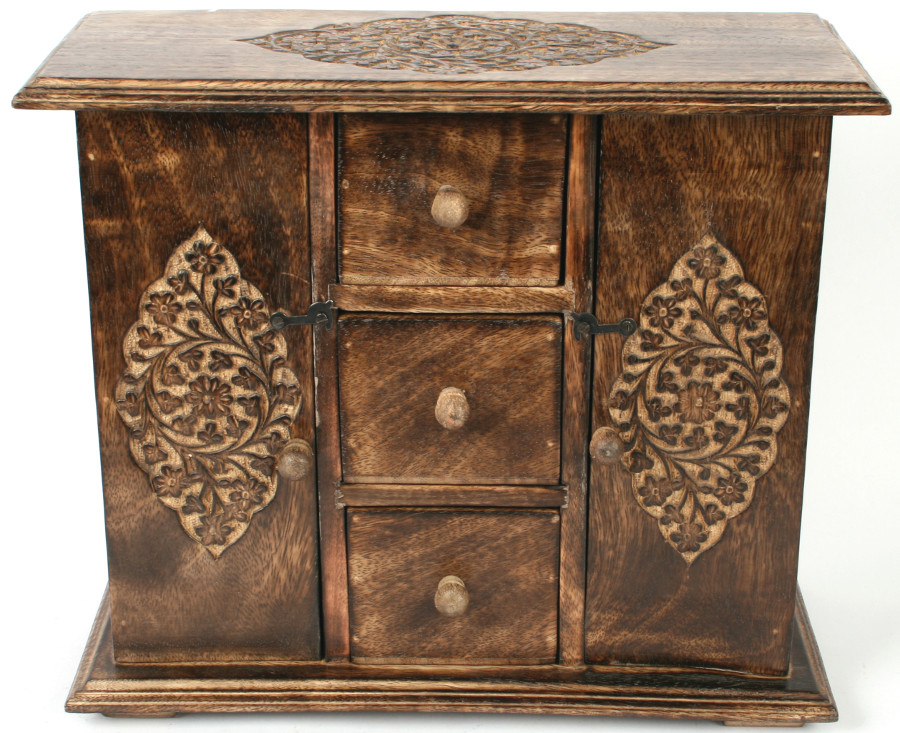 Mango Wood Jewellery Cabinet - Natural Collection Select