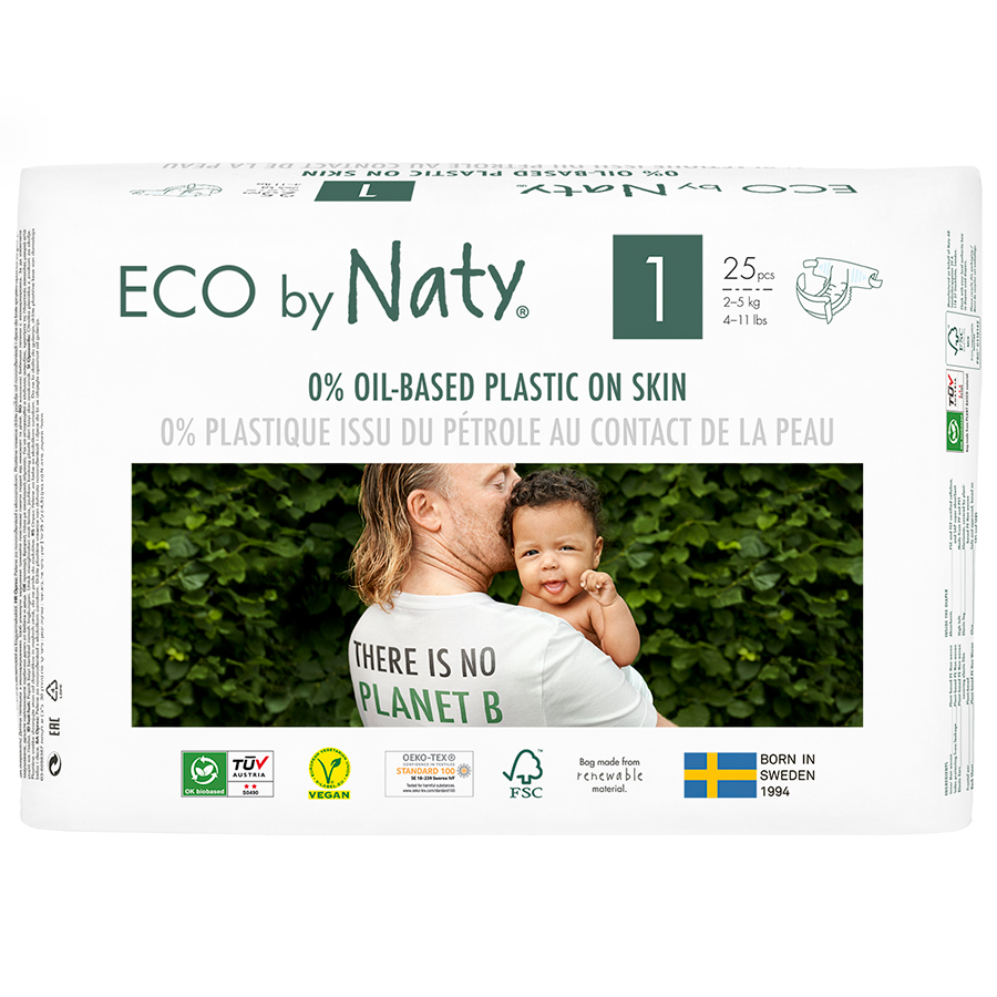 Notesbog trådløs Ægte Eco By Naty Disposable Nappies Size 1 - Newborn - Pack of 25 - Eco by Naty