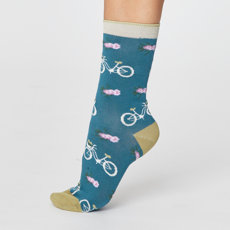Thought Womens Bicycle Bamboo Socks - Kingfisher - Thought
