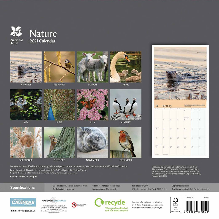 National Trust 'Nature' 2021 Wall Calendar National Trust
