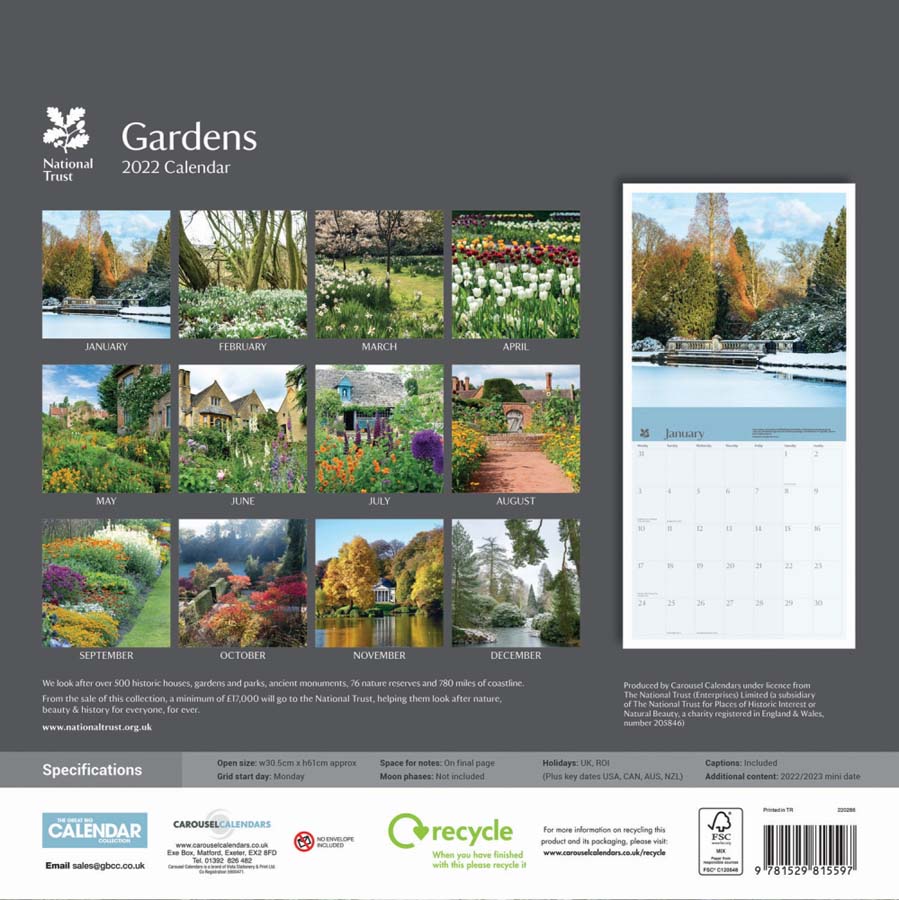 National Trust Gardens 2022 Wall Calendar National Trust