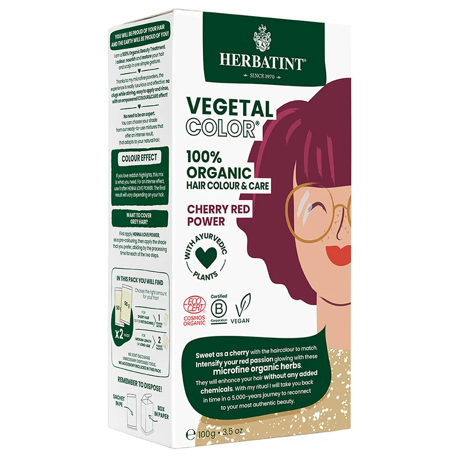 Herbatint Vegetal Semi Permanent Hair Colour - Cherry Red Power - 100g -  Herbatint