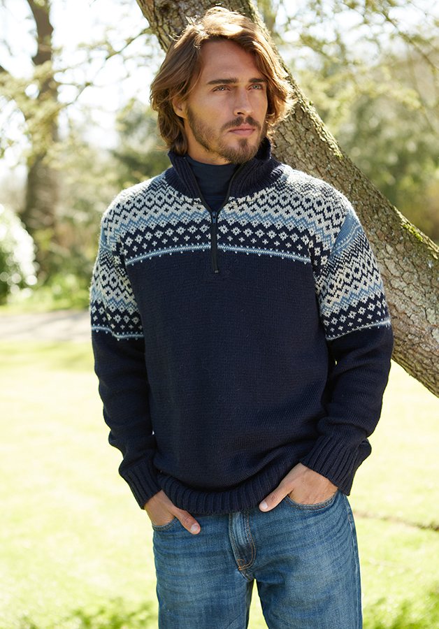 Mens Nordic Sweater - Blue - Pachamama - Ethical Superstore