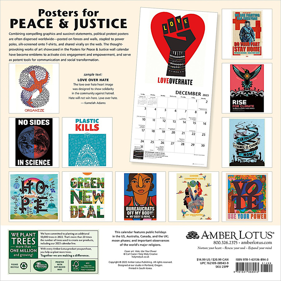 Posters for Peace & Justice 2023 Wall Calendar Amber Lotus