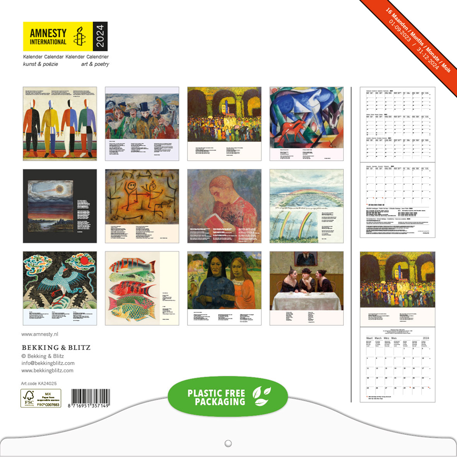 Amnesty Art Wall Calendar 2024 Amnesty International