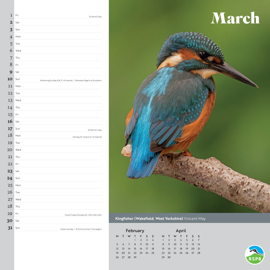 RSPB Inspiring Nature 2024 Wall Calendar RSPB