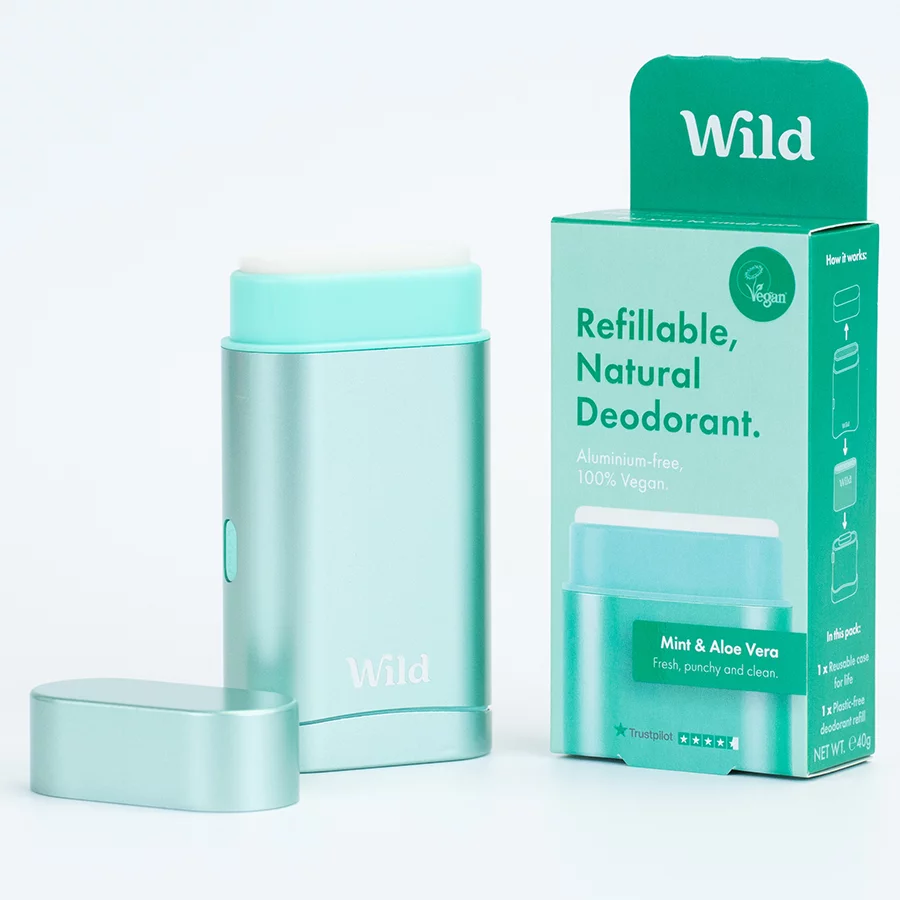 Wild Men's Aqua Case and Mint & Aloe Vera Deodorant Starter Pack - 40g -  Wild