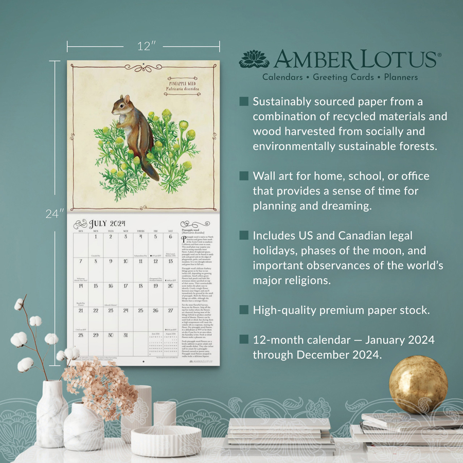 Backyard Foraging 2024 Wall Calendar Amber Lotus