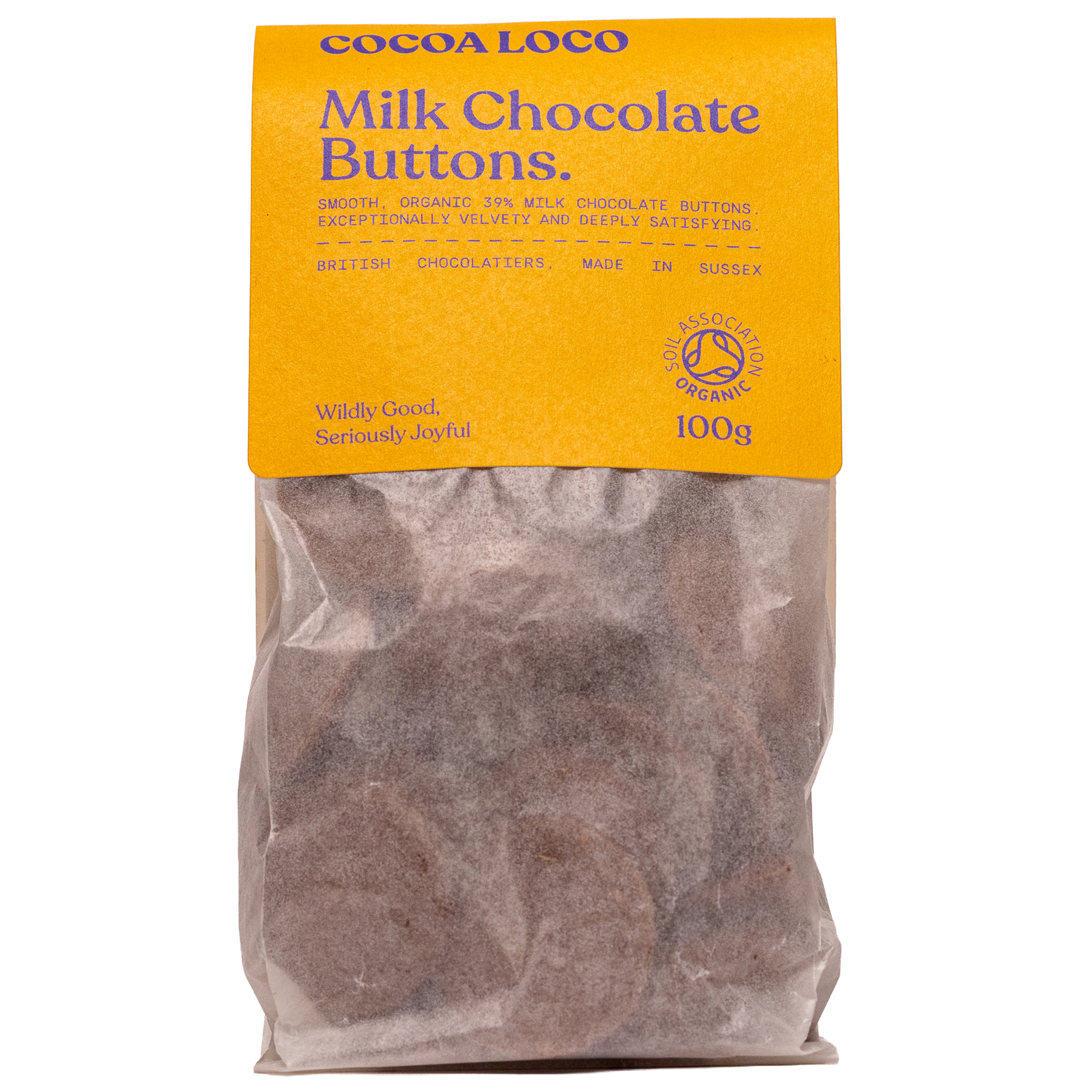 Cocoa Loco Organic Milk Chocolate Buttons - 100g