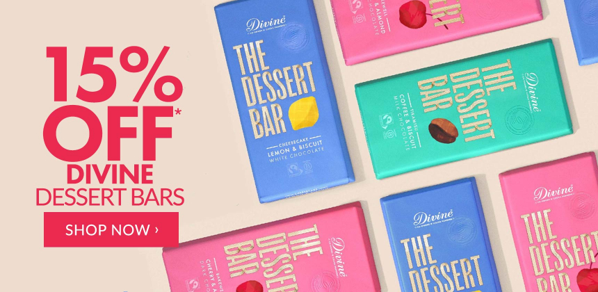 15% Off Divine Chocolate Dessert Bars*