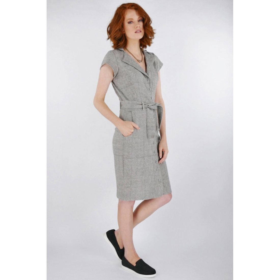 Nancy Dee Cate Light Grey Shirt Dress - Nancy Dee