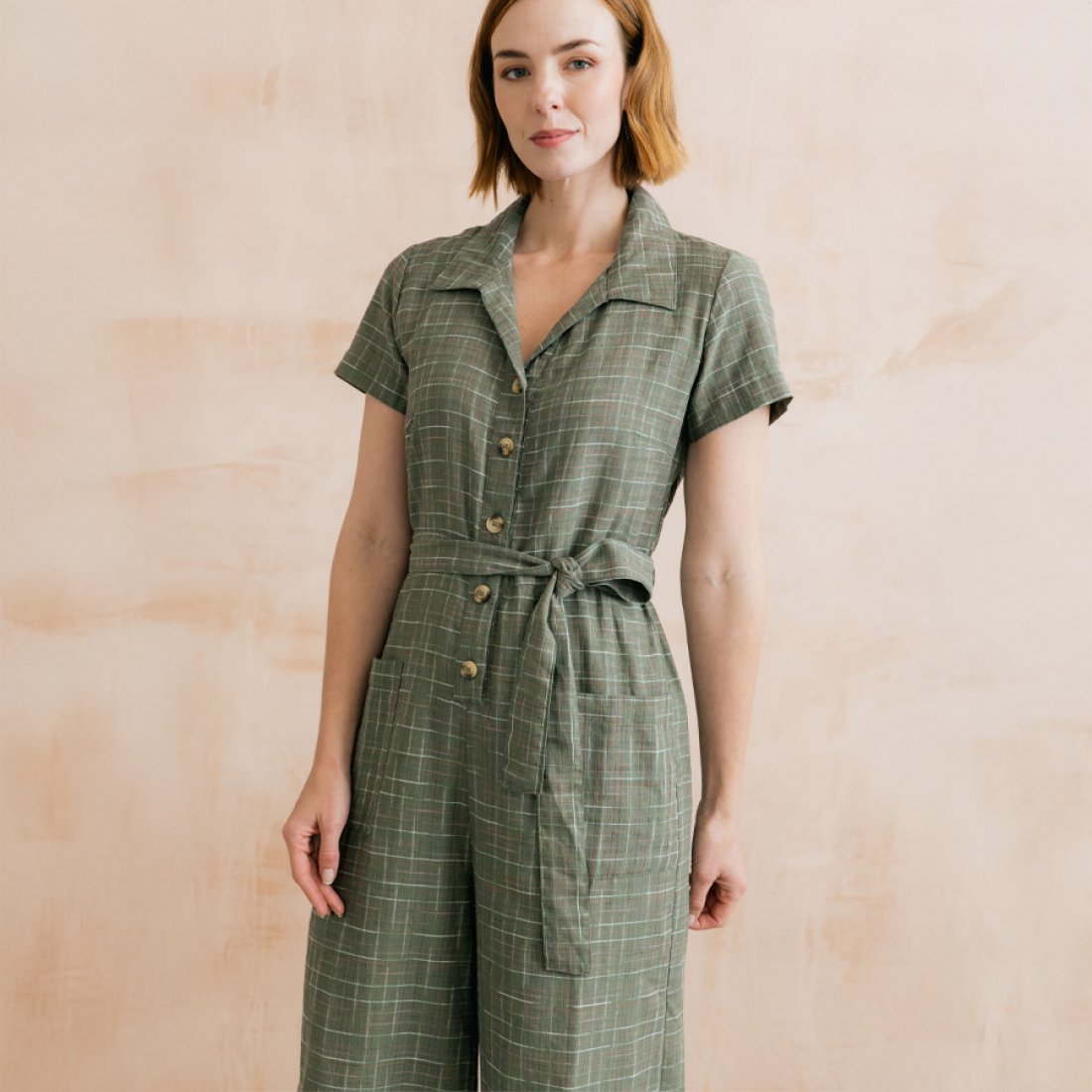 Mult Rmew Lily & Me Josie Multi Check Jumpsuit - Laurel - Lily & Me