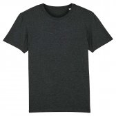 Organic Cotton Round Neck Heather T-Shirt - Dark Grey