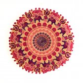 Round Embroidered Elephant Mandala Cushion - Pink