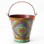 Hand Painted Iron Bucket with Handle