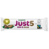 Tropical Wholefoods Just 5 Organic & Fairtrade Snack Bar - Date & Cocoa - 8 x 40g