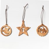 Fair Trade Olive Wood Decorations - Set of 3