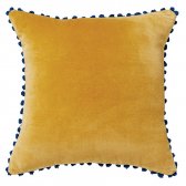 Cotton Velvet Pom Poms Cushion Cover - Spice - 45 x 45cm