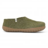 Egos Handmade Natural Wool Full Slipper Shoe - Moss Green