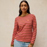 White Stuff Clara Stripe Embroidered Tee - Pink