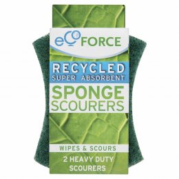 EcoForce Recycled Sponge Scourers - Heavy Duty - Pack of 2