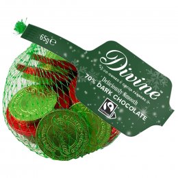 Divine Fairtrade 70 percent  Dark Chocolate Coins - 65g