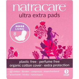 Natracare Organic Cotton Ultra Extra Pads - Long with Wings - Pack Of 8