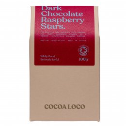 Cocoa Loco Dark Chocolate and Raspberry Stars - 100g
