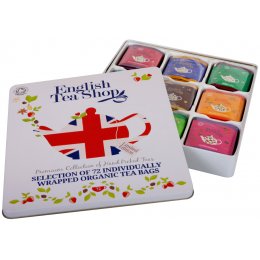 English Tea Shop Organic and Fairtrade Tea Union Jack Gift Tin - 72 Bags - Sachets