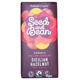 Seed and Bean Organic Fine Dark Chocolate Bar - Hazelnut - 85g