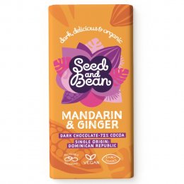 Seed and Bean Organic Extra Dark Chocolate Bar - Mandarin & Ginger - 75g