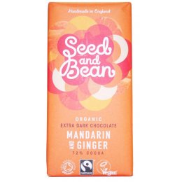 Seed and Bean Organic Extra Dark Chocolate Bar - Mandarin & Ginger - 85g