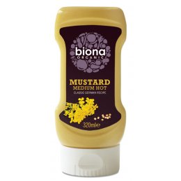 Biona Organic Medium Hot Squeezy Mustard - 320ml