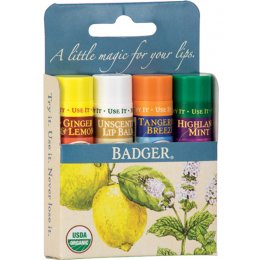 Badger Balm Lip Balm Sticks - Blue Pack of 4