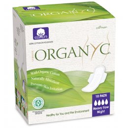 Organyc Night Heavy Flow Pads With Wings - Pack of 10 - Individually Wrapped