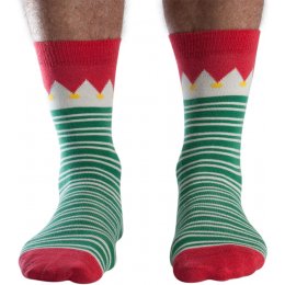 Doris & Dude Green Stripe Christmas Bamboo Socks - UK7-11
