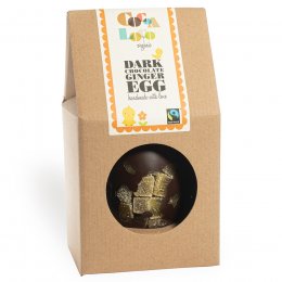 Cocoa Loco Crystalised Ginger Dark Chocolate Easter Egg With Buttons - 225g