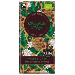 Chocolate & Love Organic & Fairtrade Coffee 55 percent  Dark Chocolate Bar - 80g