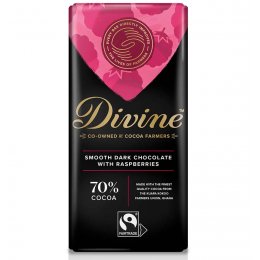 Divine 70 percent  Dark Chocolate with Raspberries - 90g
