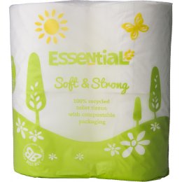 Essential Trading Soft Recycled Toilet Tissue - Compostable film - Pack of 4