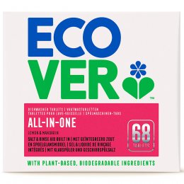 Ecover All-in-One Dishwasher Tablets - Lemon & Mandarin - 68 Tabs