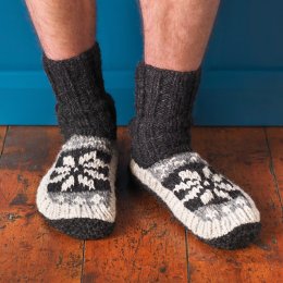 Mens Snowflake Lined Slipper Socks - Charcoal