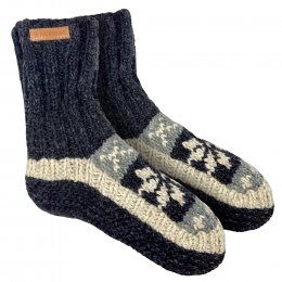 Mens Snowflake Lined Sofa Socks - Charcoal