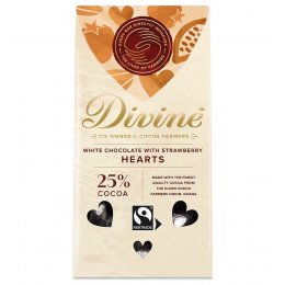 Divine White Chocolate & Strawberry Hearts - 80g