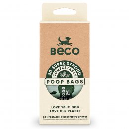 Beco Home Compostable Poop Bags - Unscented - 60 Bags